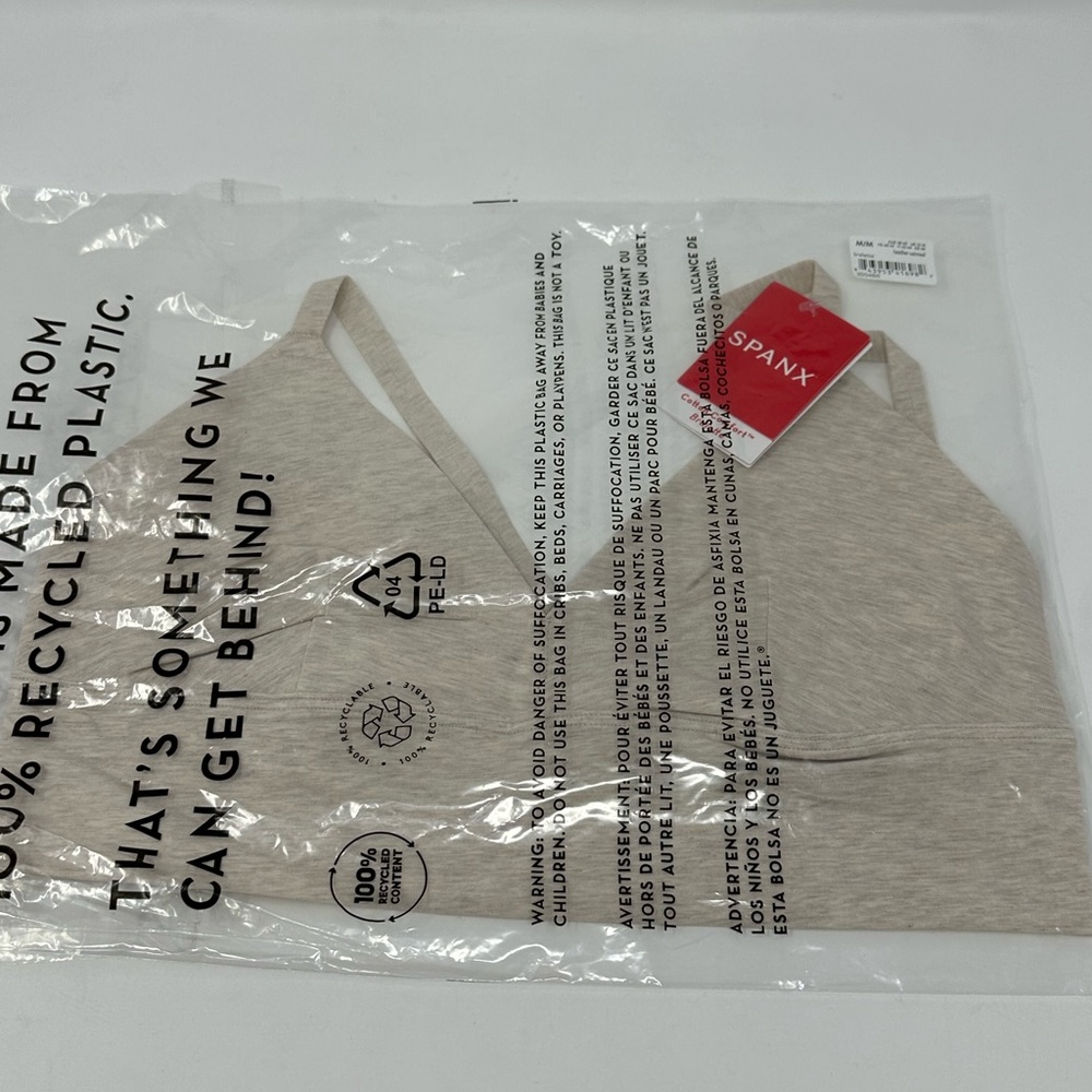 NEW! SPANX Better Base Cotton Comfort Sz M Bralette Heather Oatmeal 30048R W1 - Picture 3 of 4